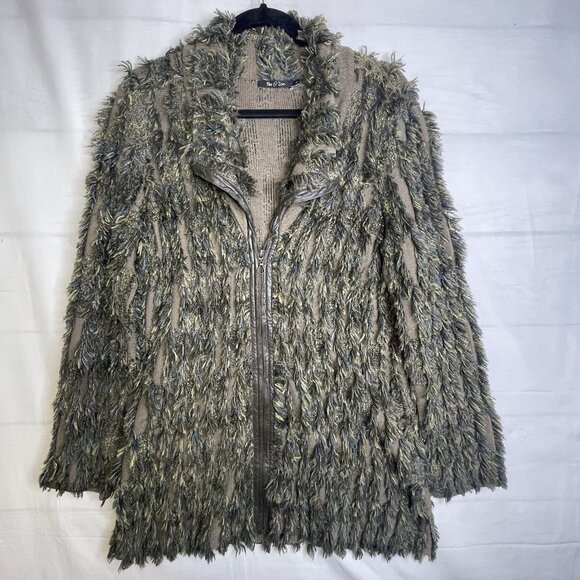 Nic & Zoe Cardigan Sweater Size L Fringe Forest Fairy Goblincore Boho - Picture 1 of 15